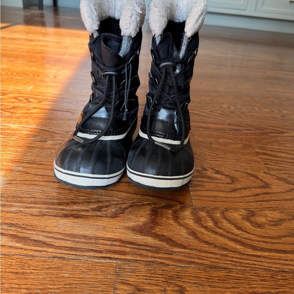 Sorel Black and White Kids Snow Boots